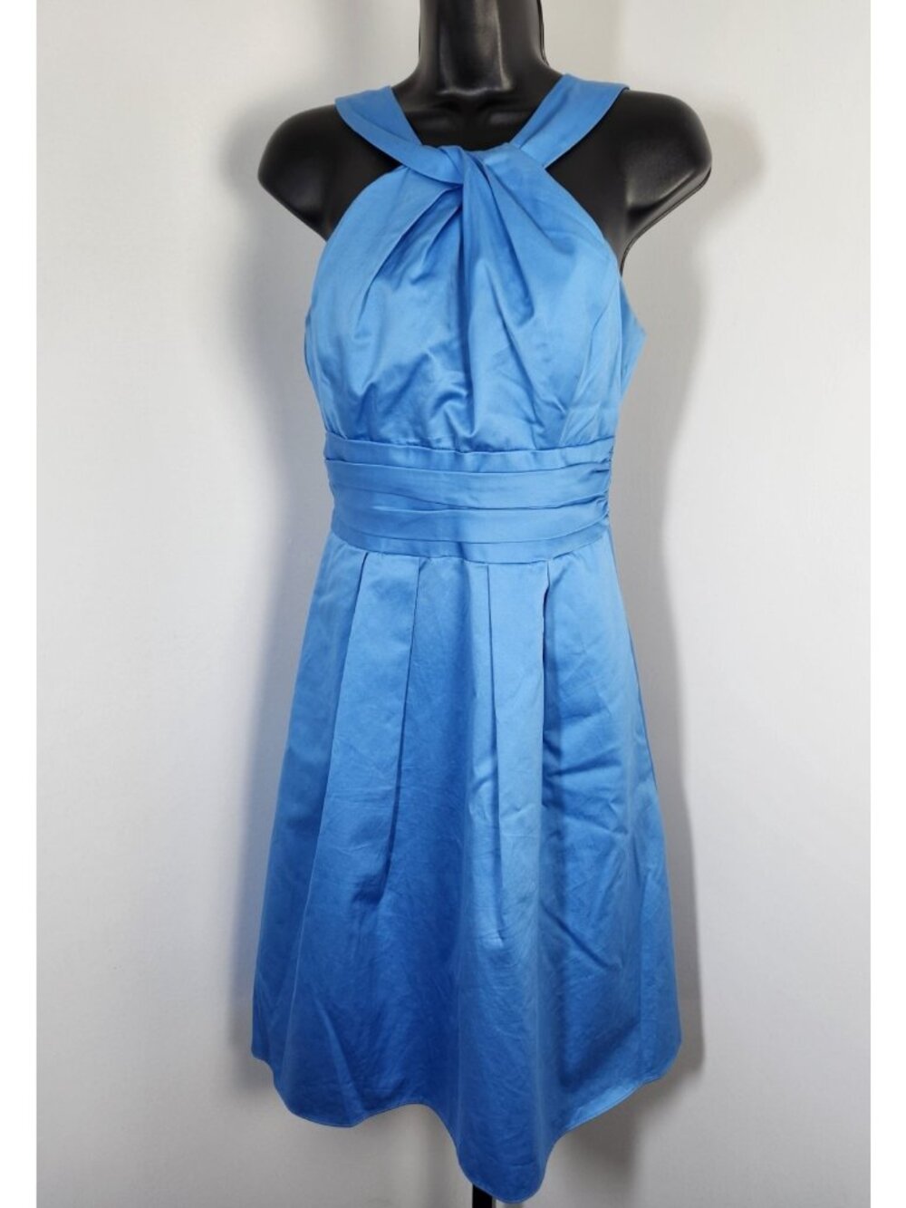 David's Bridal Cocktail Halter Midi Dress-Blue-SZ 2